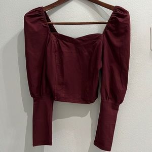 Cotton/ red- burgundy/ Long sleeve women blouse